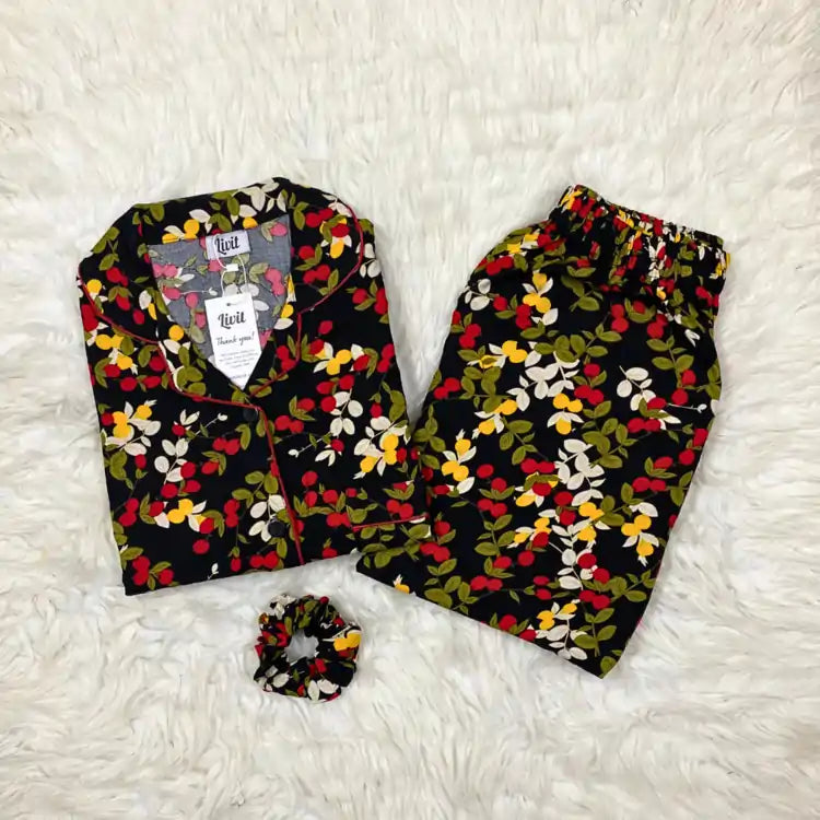 BLACK PRINTED PJ SET