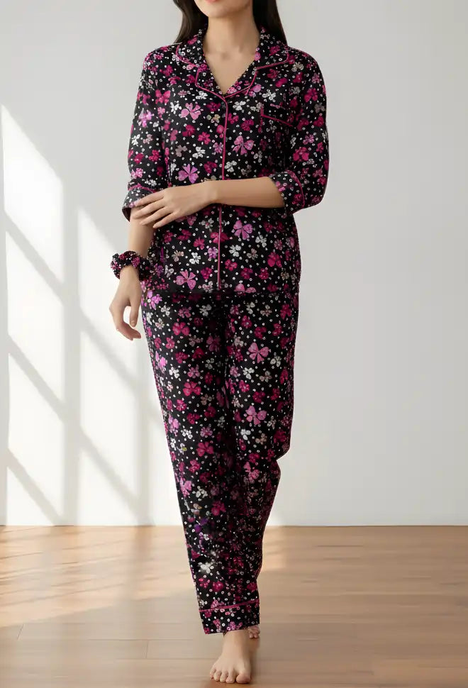 BLACK PRINTED PJ SET