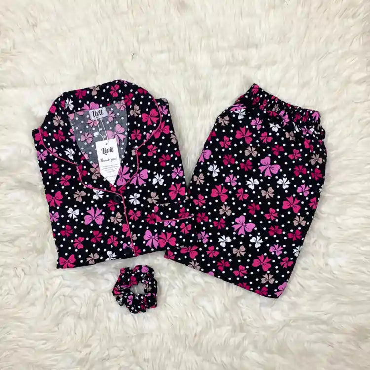 BLACK PRINTED PJ SET