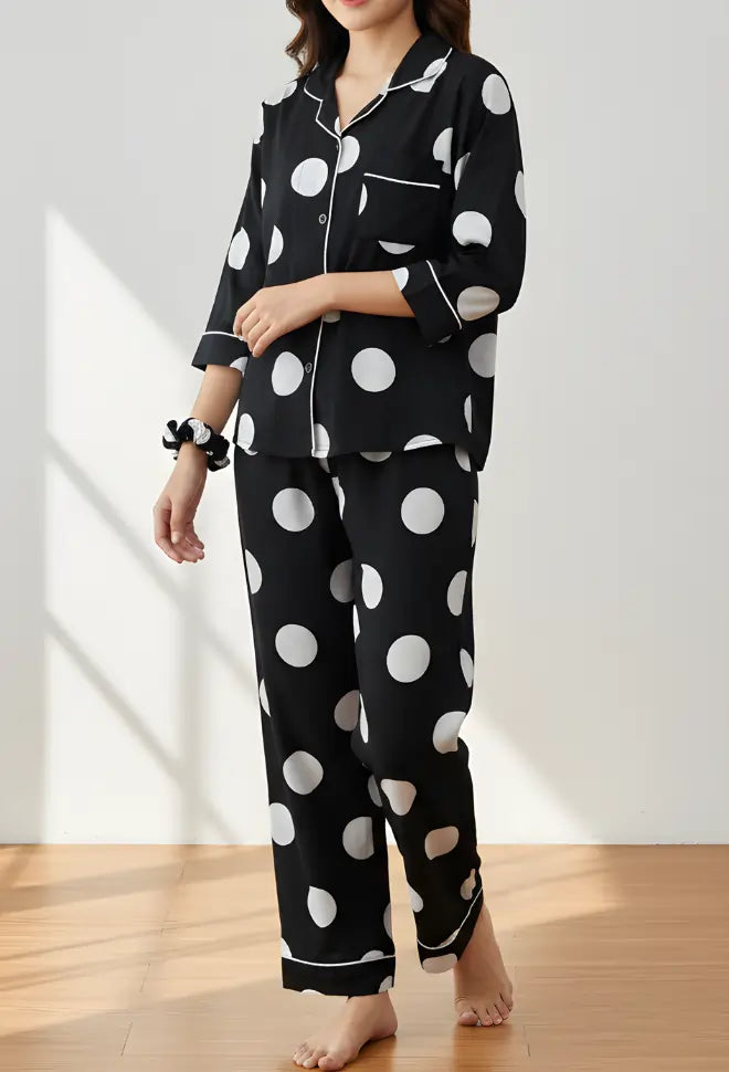 BLACK PRINTED PJ SET