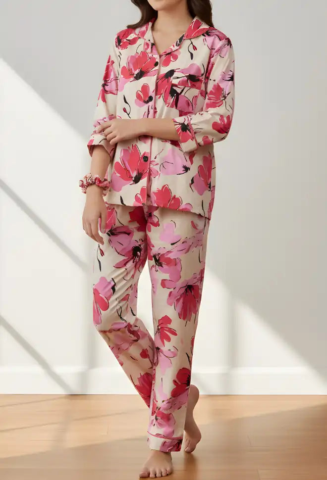 WHITE PRINTED PJ SET