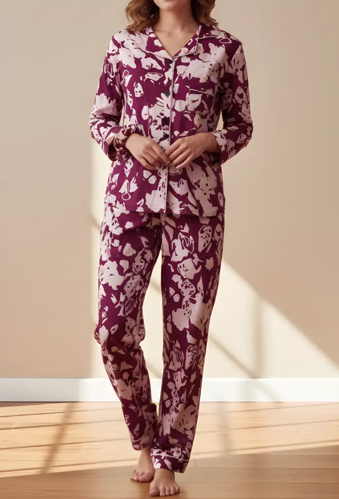MINOR FAULT PURPLE PRINTED PJ SET