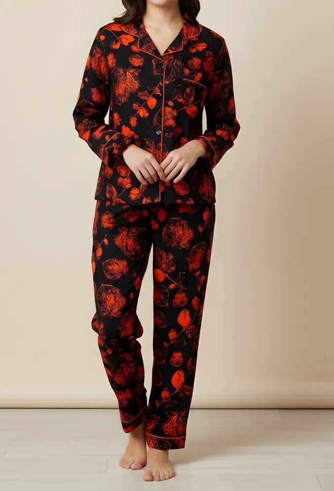MINOR FAULT BLACK PRINTED PJ SET