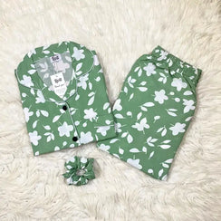 GREEN PRINTED PJ SET