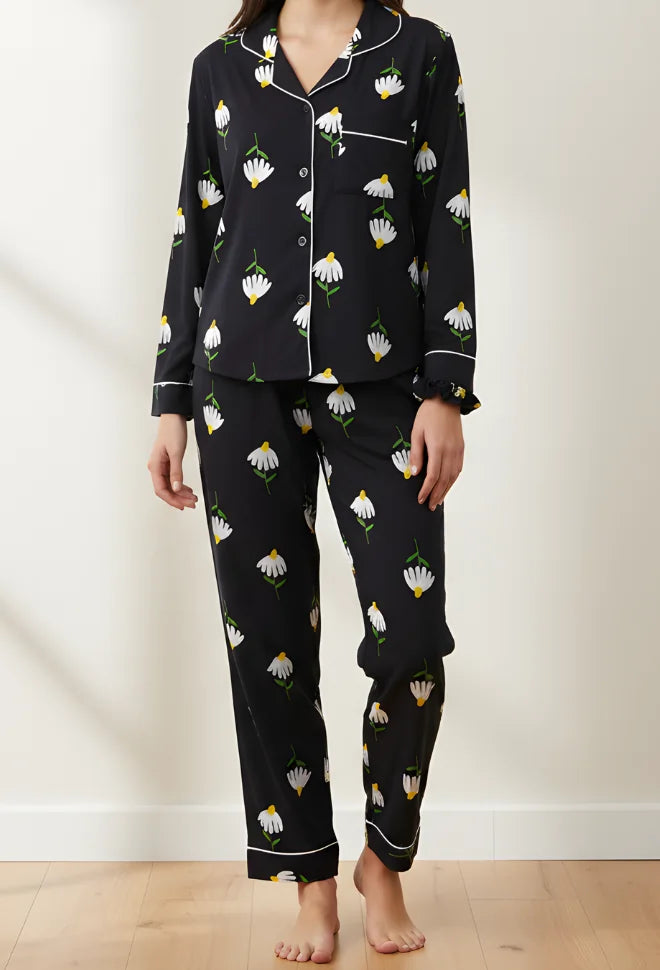 BLACK PRINTED PJ SET