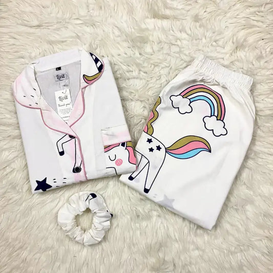 WHITE PRINTED PJ SET