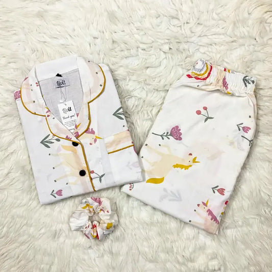 WHITE PRINTED PJ SET