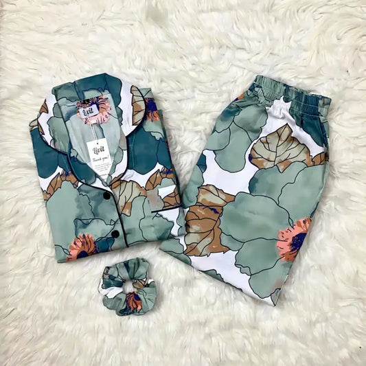 GREEN PRINTED PJ SET