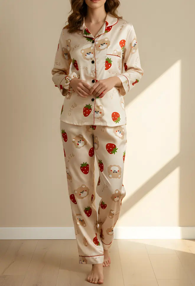 MINOR FAULT BEIGE PRINTED PJ SET