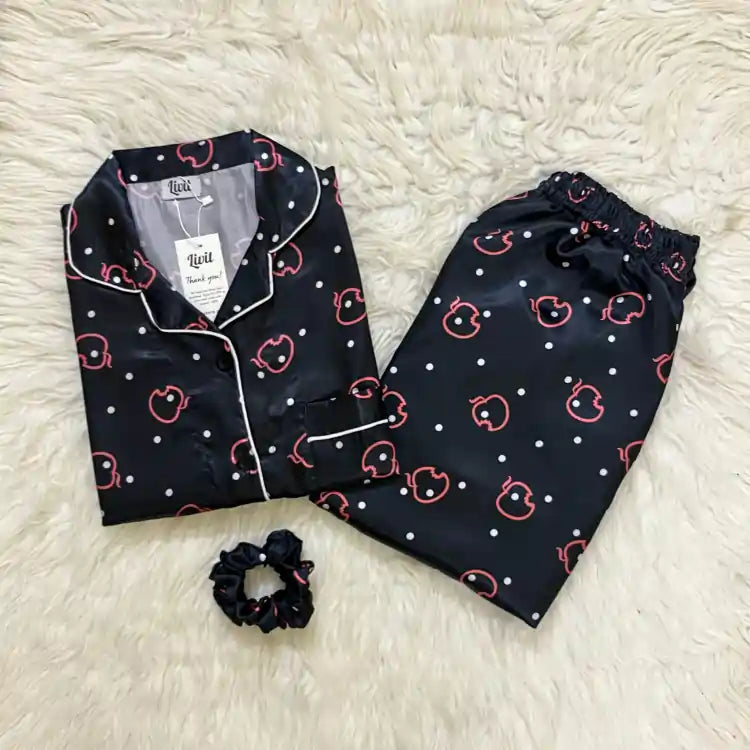 MINOR FAULT BLACK PRINTED PJ SET